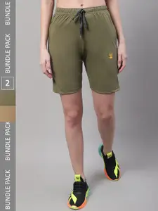 VIMAL JONNEY Women Pack Of 2 Mid Rise Cotton Sports Shorts