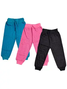 IndiWeaves Girls Pack of 3 Polka Dot Printed Pure Cotton  Lounge Pants