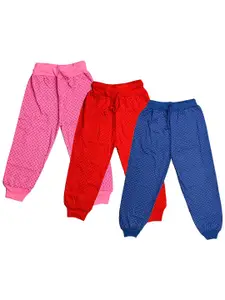 IndiWeaves Girls Pack Of 3 Printed Mid-Rise Cotton Lounge Pants