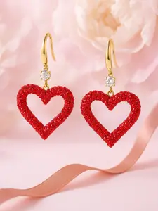 Rubans Voguish Gold-Plated Heart Shaped Drop Earrings