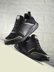 HRX by Hrithik Roshan Men Black And Lime Green Memory Foam Non-Marking Running Shoes