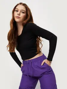 max Long Sleeves Fitted Crop Top