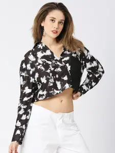 Remanika Comfort Abstract Printed Georgette Crop Casual Shirt