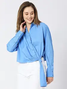 Remanika Spread Collar Comfort Opaque Casual Shirt with Side Knot