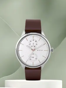 Titan Men Leather Straps Analogue Watch NQ1833SL02