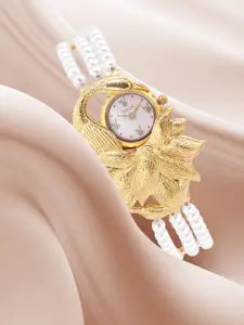 Titan Women Printed Dial & Bracelet Style Beaded Straps Analogue Watch 95171YM01