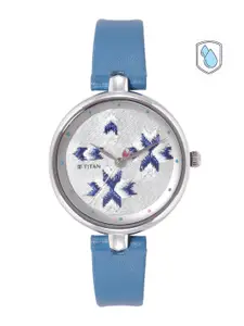 Titan Women Patterned Dial & Leather Straps Analogue Watch 2661SL01