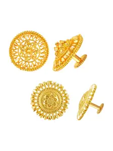 MEENAZ Gold-Plated Set Of 2 Circular Studs Earrings