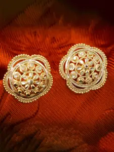 MEENAZ Set of 2 Gold-Plated Circular Studs Earrings