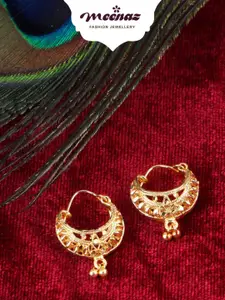MEENAZ Set Of 4 Gold-Plated Circular Hoop Earrings