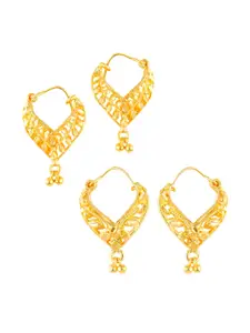 MEENAZ Set of 2 Gold-Plated Classic Hoop Earrings