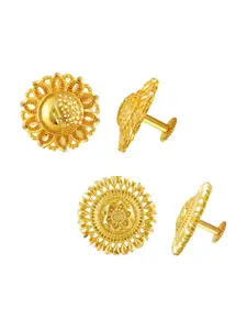 MEENAZ Set of 2 Gold-Plated Circular Studs Earrings