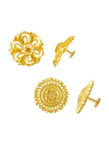 MEENAZ Set of 2 Gold-Plated Classic Studs Earrings