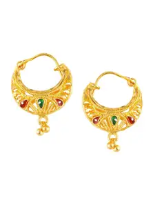 MEENAZ Set of 2 Gold-Plated Classic Hoop Earrings