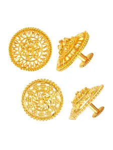 MEENAZ Set of 2 Gold-Plated Circular Studs Earrings