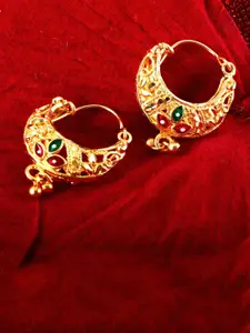 MEENAZ Set of 2 Gold-Plated Circular Hoop Earrings