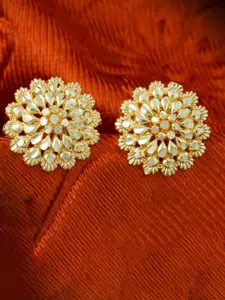 MEENAZ Set Of 4 Gold-Plated Circular Studs Earrings