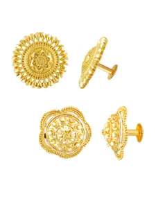 MEENAZ Set of 2 Gold-Plated Classic Studs Earrings