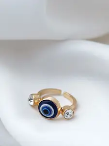 Ferosh Gold-Plated Evil's Eye Artificial Stone Studded Finger Ring