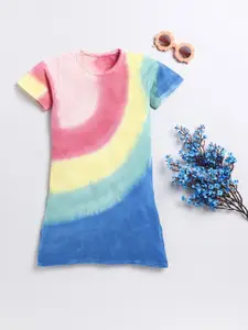 Lazy Shark Tie & Dye Cotton A-Line T-shirt Dress