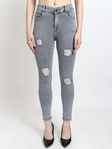 LIVE OK Women Skinny Fit High-Rise Mildly Distressed Heavy Fade Stretchable Jeans