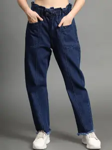 BAESD Women Blue Jean Straight Fit High-Rise Cotton Jeans