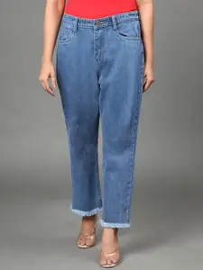 BAESD Women Jean Straight Fit High-Rise Cropped Cotton Jeans