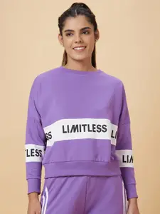 Globus Purple & White Typography Printed Pullover Sweatshirt
