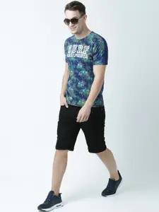 Huetrap Men Navy Blue Printed Round Neck T-shirt