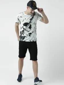 Huetrap Men Off-White Printed Round Neck T-shirt