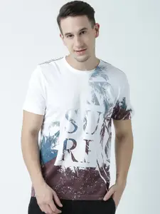 Huetrap Men White Printed Round Neck T-shirt