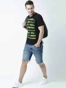 Huetrap Men Black Printed Round Neck T-shirt