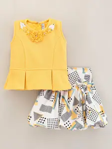 Enfance Girls Embellished Top with Skirt