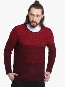 Antony Morato Men Red & Black Self Design Pullover