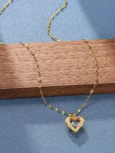 VIEN Gold-Plated Love Heart Crystal Studded Necklace