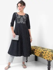 Vishudh Floral Embroidered A-Line Kurta