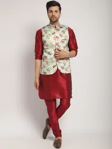 Kaifoo Regular Kurta With Churidar & Nehru Jacket