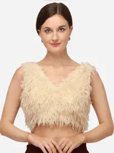 Fab Dadu Self Design V-Neck Silk Saree Blouse