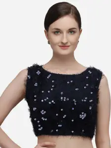 Fab Dadu Embellished Boat Neck Silk Saree Blouse