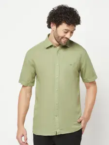 Crimsoune Club Spread Collar Cotton Linen Casual Shirt