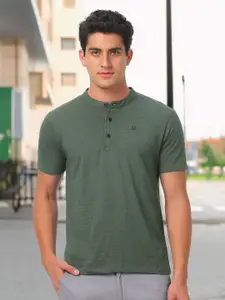 Urbano Fashion Men Henley Neck Cotton Slim Fit T-shirt