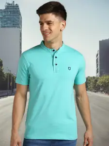 Urbano Fashion Band Collar Pure Cotton Slim Fit T-shirt