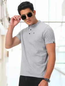 Urbano Fashion Mandarin Collar Slim Fit Pure Cotton T-shirt
