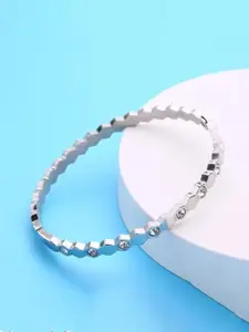 VIEN Silver-Plated Stone-Studded Kada Bracelet