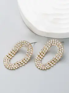 Bellofox Gold Plated Contemporary Stone Studded Drop Earrings