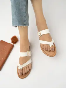 Shoetopia Buckled One Toe Flats