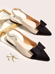 Shoetopia Colourblocked Ballerinas Flats with Bows