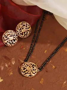 ABDESIGNS Gold-Plated Beaded Mangalsutra With Earrings