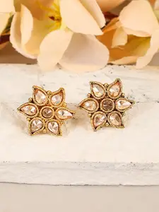 Bhana Fashion Gold Plated Floral American Diamond Studs Earrings