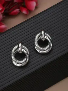 Bhana Fashion Silver-Plated Circular Shaped Studs Earrings